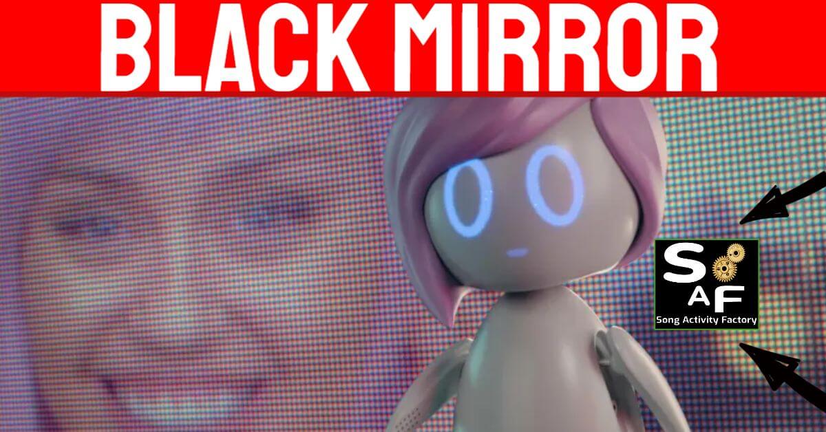 Miley Cyrus as Ashley O from Black Mirror with Song Activity Factory logo