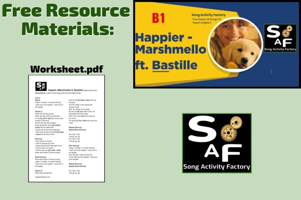 Free ESL Resource Materials Song Activity Factory