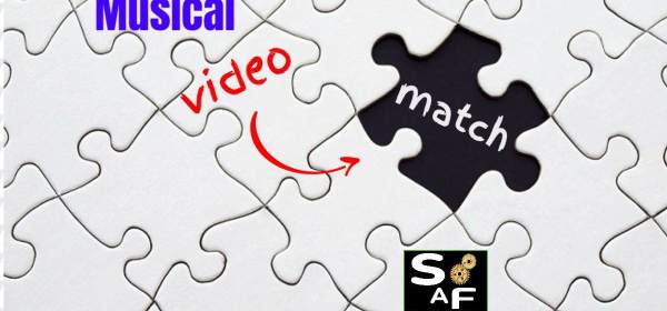 Puzzle pieces with 'Musical Video Match' text and Song Activity Factory logo
