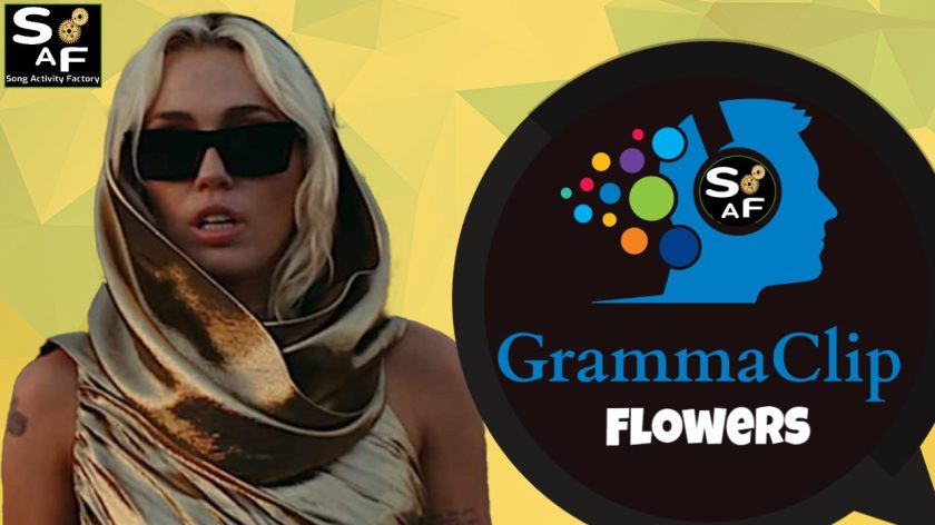 Miley Cyrus Flowers ESL Listening Activity with GrammaClip and SAF Logos