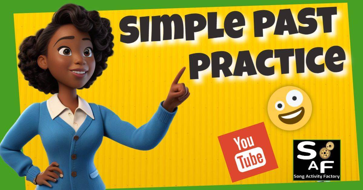 ESL teacher using Simple Past Tense video activity in classroom