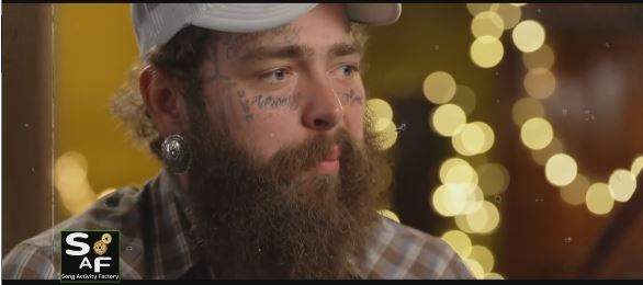 Post Malone answering questions in video interview for ESL lesson plan