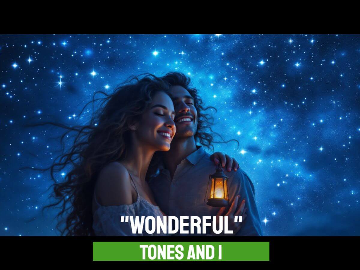 Illustration explaining the meaning of Tones and I's song "Wonderful" for ESL students