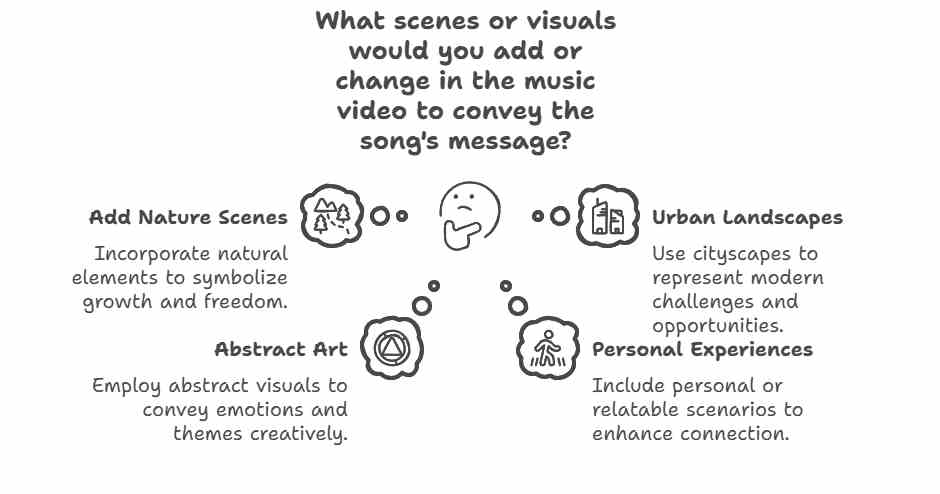 An image illustrating a creative exercise for an ESL lesson using Bonnie Tyler's "Yes I Can," where students imagine directing the music video and sketch or describe their ideas.