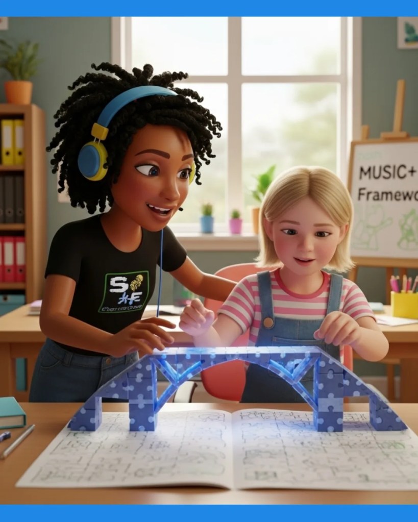 An infographic explaining the Understanding+ stage of the MUSIC+ Framework, which builds cultural context in song-based ESL lessons.