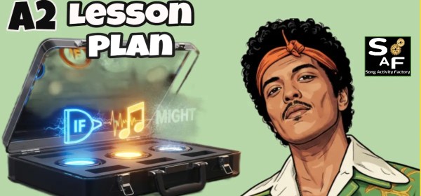 Promotional image for A2 lesson plan showing a digital rescue kit briefcase and stylized artist portrait