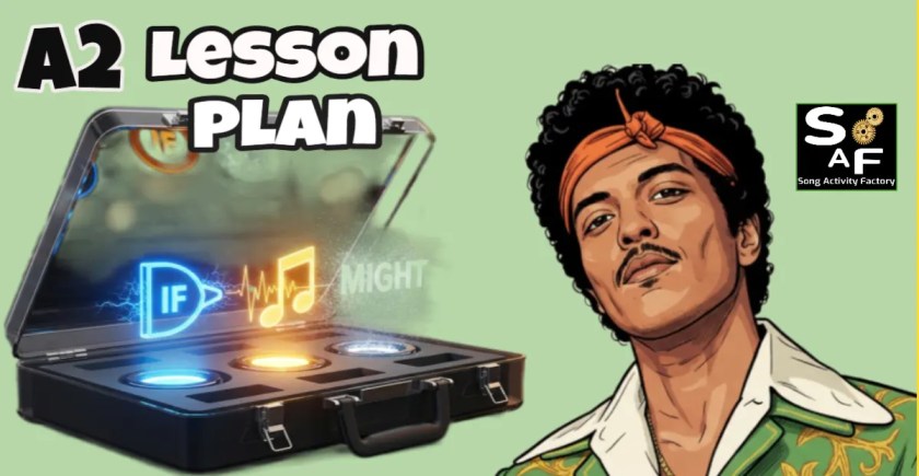 Promotional image for A2 lesson plan showing a digital rescue kit briefcase and stylized artist portrait