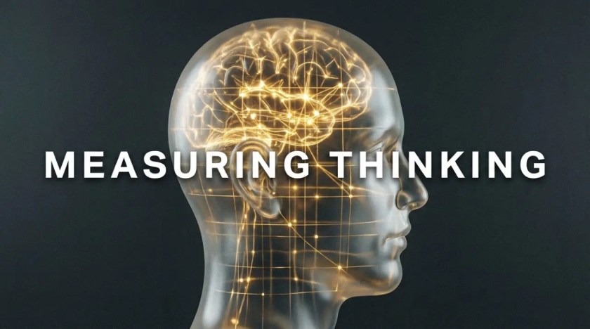 An editorial conceptual image of a human profile containing an intricate network of connected nodes and paths, illustrating the assessment of student reasoning and communicative control.