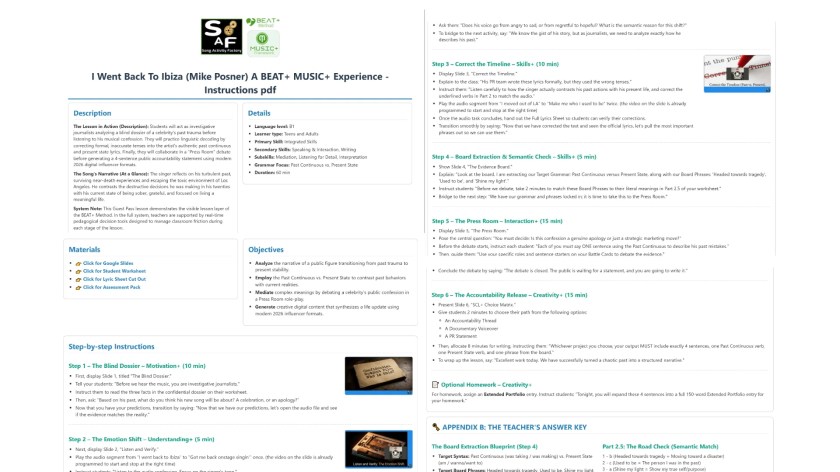 pdf instructions esl lesson music+ framework